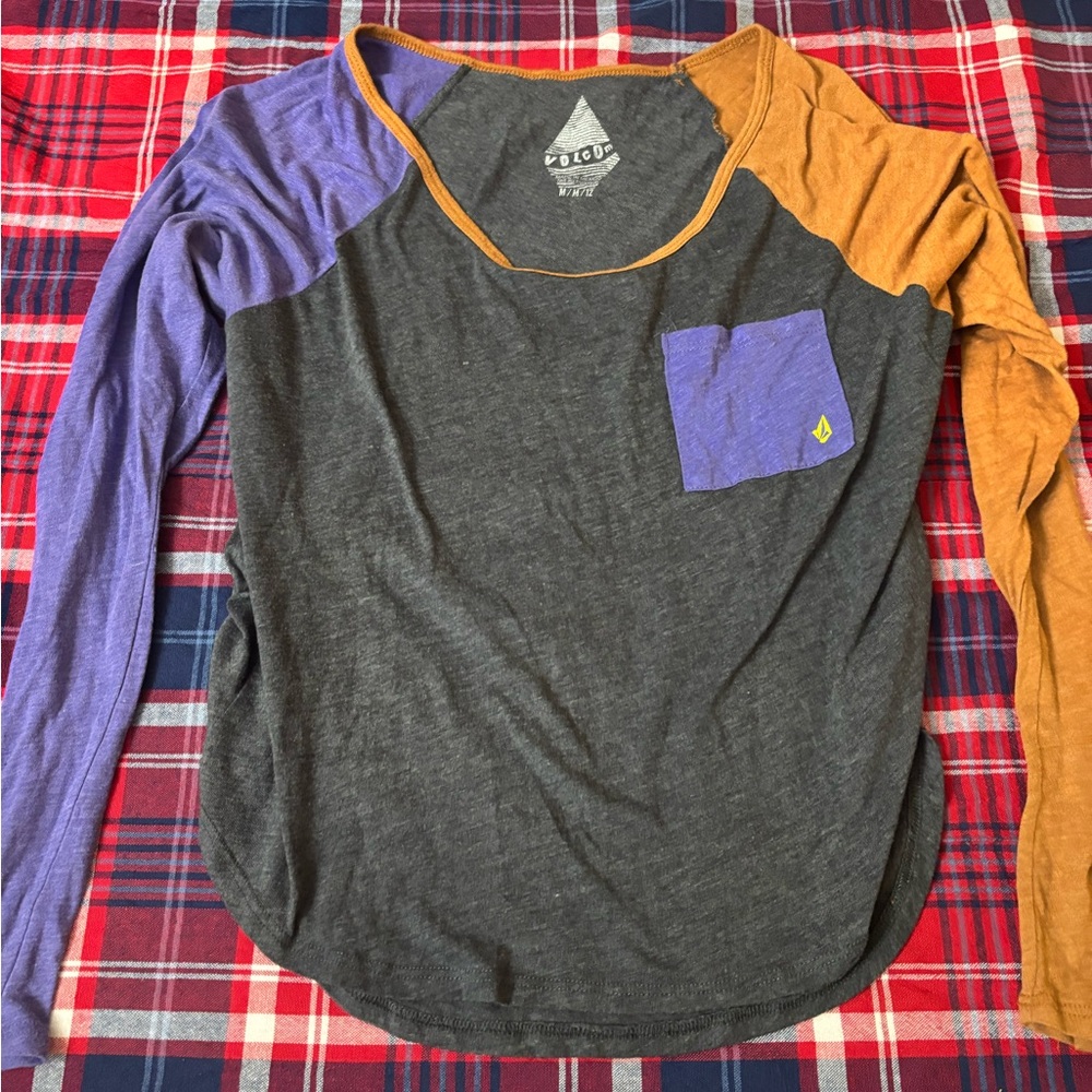Volcom Charcoal and Orange Graphic Tee